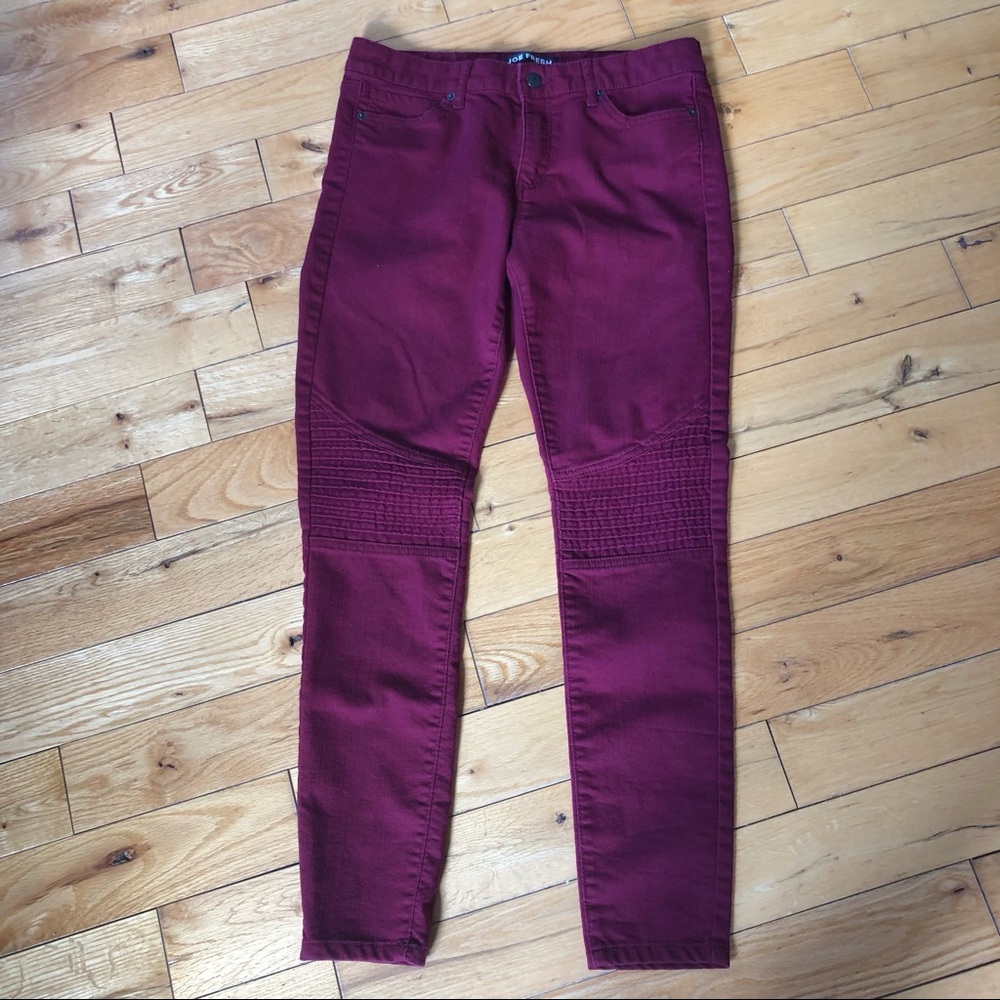 JOE FRESH BURGUNDY MOTO JEANS